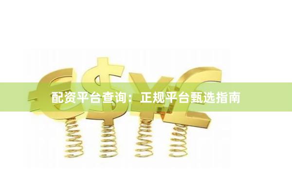 配资平台查询：正规平台甄选指南